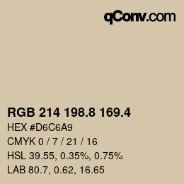 カラーコード: RGB 214 198.8 169.4 | qconv.com