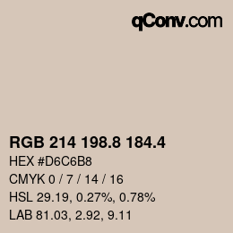 カラーコード: RGB 214 198.8 184.4 | qconv.com