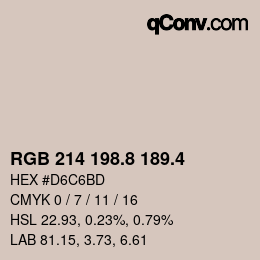 カラーコード: RGB 214 198.8 189.4 | qconv.com