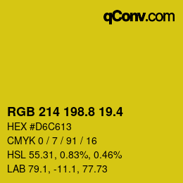カラーコード: RGB 214 198.8 19.4 | qconv.com