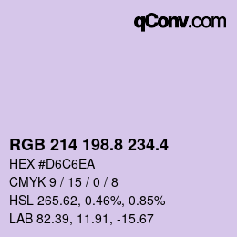 カラーコード: RGB 214 198.8 234.4 | qconv.com