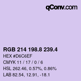 カラーコード: RGB 214 198.8 239.4 | qconv.com