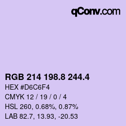カラーコード: RGB 214 198.8 244.4 | qconv.com