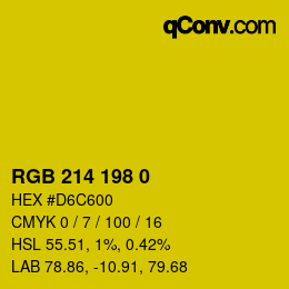 Color code: RGB 214 198 0 | qconv.com