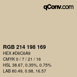 Color code: RGB 214 198 169 | qconv.com