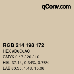 カラーコード: RGB 214 198 172 | qconv.com