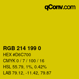 Color code: RGB 214 199 0 | qconv.com