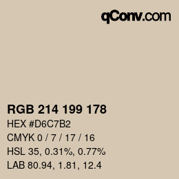 Color code: RGB 214 199 178 | qconv.com