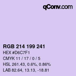カラーコード: RGB 214 199 241 | qconv.com