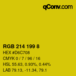 カラーコード: RGB 214 199 8 | qconv.com