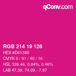 Color code: RGB 214 19 128 | qconv.com