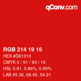 Color code: RGB 214 19 16 | qconv.com