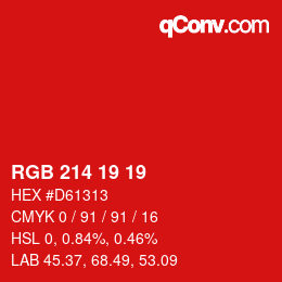 カラーコード: RGB 214 19 19 | qconv.com