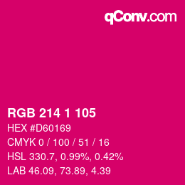 カラーコード: RGB 214 1 105 | qconv.com