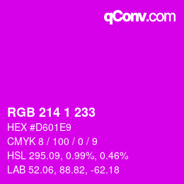 カラーコード: RGB 214 1 233 | qconv.com