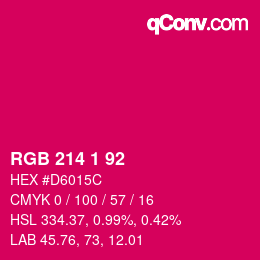颜色代码: RGB 214 1 92 | qconv.com