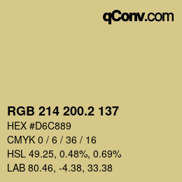 カラーコード: RGB 214 200.2 137 | qconv.com