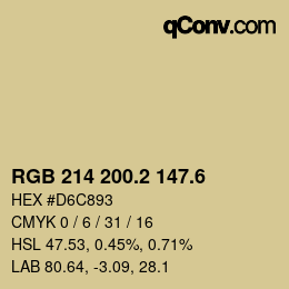 カラーコード: RGB 214 200.2 147.6 | qconv.com
