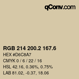 カラーコード: RGB 214 200.2 167.6 | qconv.com