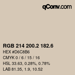 カラーコード: RGB 214 200.2 182.6 | qconv.com