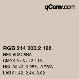 Color code: RGB 214 200.2 186 | qconv.com