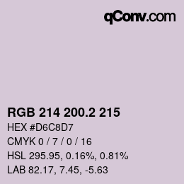 カラーコード: RGB 214 200.2 215 | qconv.com