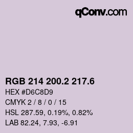 カラーコード: RGB 214 200.2 217.6 | qconv.com