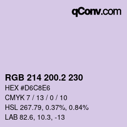 カラーコード: RGB 214 200.2 230 | qconv.com