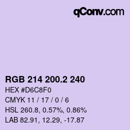 カラーコード: RGB 214 200.2 240 | qconv.com