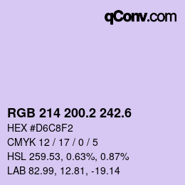 カラーコード: RGB 214 200.2 242.6 | qconv.com