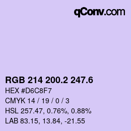 カラーコード: RGB 214 200.2 247.6 | qconv.com