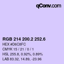 カラーコード: RGB 214 200.2 252.6 | qconv.com