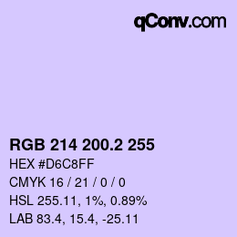 カラーコード: RGB 214 200.2 255 | qconv.com