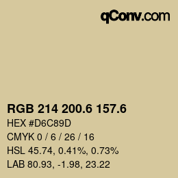カラーコード: RGB 214 200.6 157.6 | qconv.com