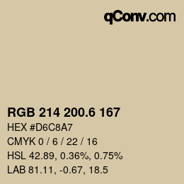 カラーコード: RGB 214 200.6 167 | qconv.com
