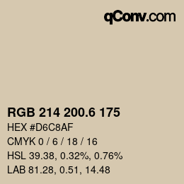 カラーコード: RGB 214 200.6 175 | qconv.com