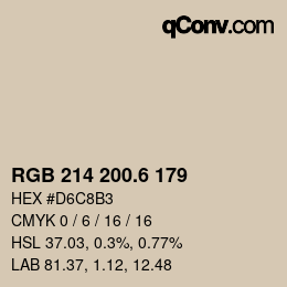 カラーコード: RGB 214 200.6 179 | qconv.com