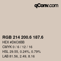 カラーコード: RGB 214 200.6 187.6 | qconv.com