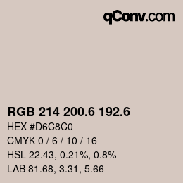 カラーコード: RGB 214 200.6 192.6 | qconv.com