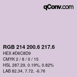 カラーコード: RGB 214 200.6 217.6 | qconv.com