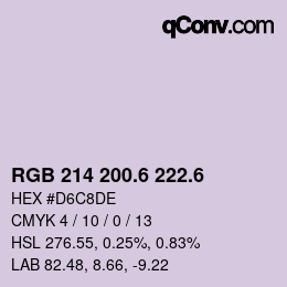 カラーコード: RGB 214 200.6 222.6 | qconv.com