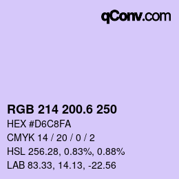 カラーコード: RGB 214 200.6 250 | qconv.com
