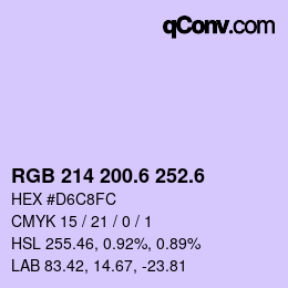 カラーコード: RGB 214 200.6 252.6 | qconv.com