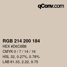 Color code: RGB 214 200 184 | qconv.com