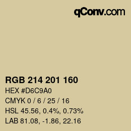 Color code: RGB 214 201 160 | qconv.com