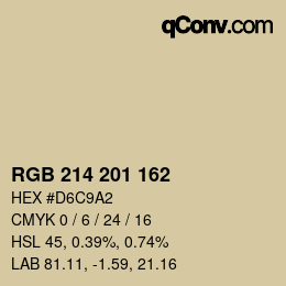 Color code: RGB 214 201 162 | qconv.com