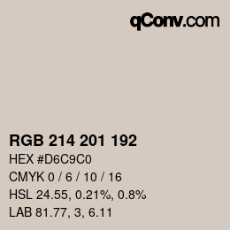 Color code: RGB 214 201 192 | qconv.com