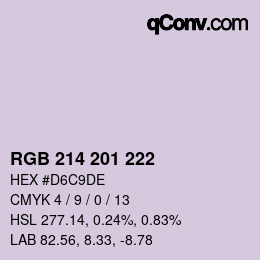 Color code: RGB 214 201 222 | qconv.com