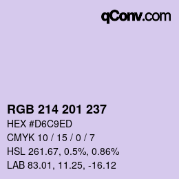 Color code: RGB 214 201 237 | qconv.com