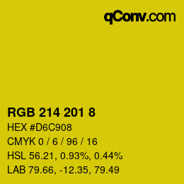 Color code: RGB 214 201 8 | qconv.com
